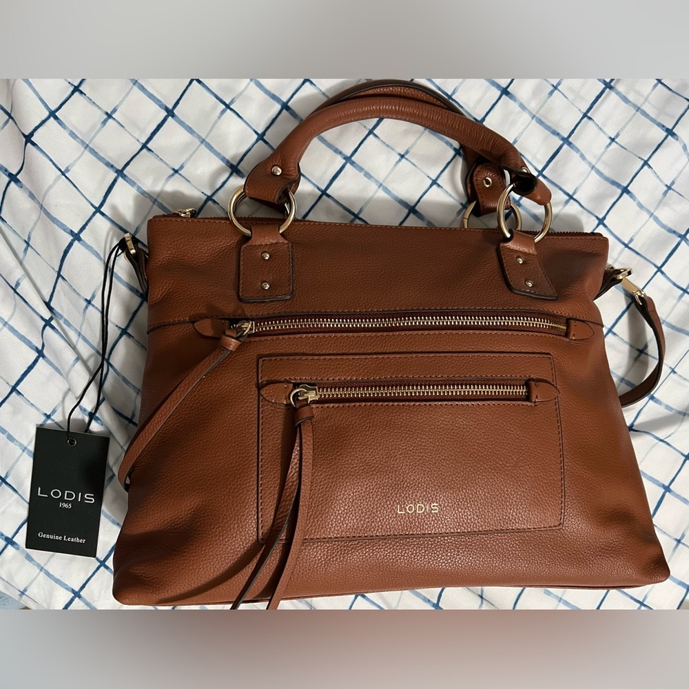 Lodis Tan Leather Satchel